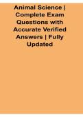 Animal Science Complete Exam Questions With Accurate Verified Answers Fully Updated 2025&sol; 2026 Animal Science Prep