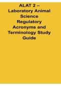 ALAT 2 Laboratory Animal Science Regulatory Acronyms And Terminology Study Guide 2025&sol; 2026 Veterinary Research Prep
