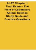 ALAT Chapter 1 Final Exam The Field Of Laboratory Animal Science Study Guide And Practice Questions 2025&sol; 2026 Veterinary Research Prep
