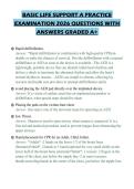 BASIC LIFE SUPPORT A PRACTICE&NewLine;EXAMINATION 2026 QUESTIONS WITH&NewLine;ANSWERS GRADED A&plus;