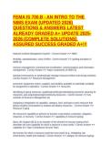 FEMA IS 700&period;B - AN INTRO TO THE NIMS EXAM &lpar;UPDATED 2026&rpar; QUESTIONS & ANSWERS LATEST ALREADY GRADED A&plus; UPDATE 2025-2026 &lpar;COMPLETE SOLUTIONS&rpar; ASSURED SUCCESS GRADED A&plus;&excl;&excl;&excl;