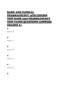 BASIC AND CLINICAL &NewLine;PHARMACOLOGY 15TH EDITION &NewLine;TEST BANK 2026 PHARMACOLOGY &NewLine;TEST PAPER QUESTIONS ANSWERS &NewLine;GRADED A&plus;