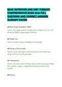 BASIC NUTRITION AND DIET THERAPY &NewLine;COMPREHENSIVE EXAM 2026 FULL &NewLine;QUESTIONS AND CORRECT ANSWERS &NewLine;ALREADY PASSED