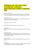 BUSINESS LAW&colon; TEXT AND CASES&comma; &NewLine;13TH EDITION - CHAPTER 1 &NewLine;QUESTIONS WITH CORRECT ANSWERS &NewLine;2026