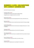 BUSINESS- A LEVEL- AQA QUESTIONS &NewLine;WITH CORRECT ANSWERS 2026 