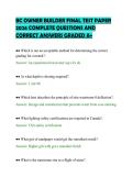 BC OWNER BUILDER FINAL TEST PAPER &NewLine;2026 COMPLETE QUESTIONS AND &NewLine;CORRECT ANSWERS GRADED A&plus; 