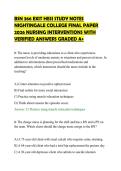 BSN 366 EXIT HESI STUDY NOTES &NewLine;NIGHTINGALE COLLEGE FINAL PAPER &NewLine;2026 NURSING INTERVENTIONS WITH &NewLine;VERIFIED ANSWERS GRADED A&plus; 