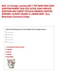 BIOL 121 Portage Learning A&P I TEST BANK FINAL EXAM &NewLine;QUESTIONS NEWEST 2026-2027 ACTUAL EXAM COMPLETE &NewLine;QUESTIONS AND CORRECT DETAILED ANSWERS &lpar;VERIFIED &NewLine;ANSWERS&rpar; &vert;ALREADY GRADED A&plus;&vert;&vert;BRAND NEW&excl;&excl;  Suny &NewLine;Westchester Community College 