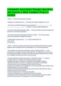Community Association Manager Questions&NewLine;and Answers &vert; 2026 Complete Prep &vert; A&plus;&NewLine;Verified
