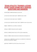 Texas Athletic Training License Study Guide Exams &ndash; Verified Questions and Answers Exam Preparation Material
