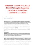 SHRM-SCP Exam ACTUAL EXAM 2026&sol;2027 &vert; Complete Exam-Style Q&A &vert; 100&percnt; Verified &vert; Pass Guaranteed - A&plus; Graded