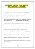 BOOKKEEPING TEST EXAM QUIZZES WITH ACCURATE ANSWERS &period;