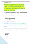 Nursing Pharmacology Fundamentals &NewLine;Exam &vert; Questions And Answers With &NewLine;Verified Rationales &vert; 2026&sol;27 Qs & Ans  &NewLine;Digital Pdf Download