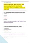 Obstetric Nursing Fundamentals Test &NewLine;Questions And Answers With Verified &NewLine;Rationales &vert; 2026&sol;27 Qs & Ans &vert; Digital Pdf &NewLine;Download