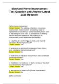 Maryland Home Improvement&NewLine;Test Question and Answer Latest&NewLine;2026 Update&excl;&excl;&excl;