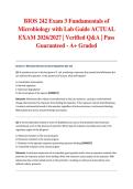BIOS 242 Exam 3 Fundamentals of Microbiology with Lab Guide ACTUAL EXAM 2026&sol;2027 &vert; Verified Q&A &vert; Pass Guaranteed - A&plus; Graded