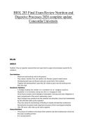 BIOL 203 Final Exam Review Nutrition and Digestive Processes 2026 complete update Concordia University