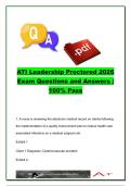 ATI Leadership Proctored Exam Study Guide &vert; 700&plus; Nursing Leadership Exam Questions and Answers on Delegation&comma; Prioritization&comma; HIPAA&comma; Disaster Management & Client Advocacy &vert; ATI RN Leadership