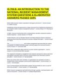 IS-700&period;B- AN INTRODUCTION TO THE NATIONAL INCIDENT MANAGEMENT SYSTEM QUESTIONS & ELABORATED ANSWERS PASSED 100&percnt;
