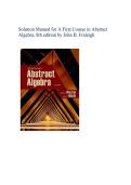Solution Manual for A First Course in Abstract Algebra 8th Edition by John B&period; Fraleigh
