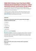 WEB WOC Ostomy Care Final Exam 2026 &vert; Verified Actual Questions & Answers &vert; Latest WOCNCB Ostomy Certification Study Guide