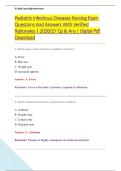 Pediatric Infectious Diseases Nursing Exam  &NewLine;Questions And Answers With Verified &NewLine;Rationales &vert; 2026&sol;27 Qs & Ans &vert; Digital Pdf &NewLine;Download