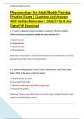 Pharmacology for Adult Health Nursing &NewLine;Practice Exam &vert; Questions And Answers &NewLine;With Verified Rationales &vert; 2026&sol;27 Qs & Ans  &NewLine;Digital Pdf Download 