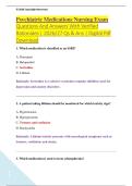 Psychiatric Medications Nursing Exam  &NewLine;Questions And Answers With Verified &NewLine;Rationales &vert; 2026&sol;27 Qs & Ans &vert; Digital Pdf &NewLine;Download
