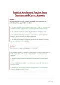 Pesticide Applicators Practice Exam Questions and Correct Answers