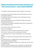 Alabama Real Estate Exam Practice Questions and 100&percnt; Correct Answers &ndash; Latest Update 2026&sol;2027 &vert; Alabama Real Estate Licensing Exam &vert; Complete Practice Review Material