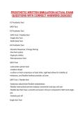 PROSTHETIC WRITTEN SIMULATION ACTUAL EXAM QUESTIONS WITH CORRECT ANSWERS 2026&sol;2027