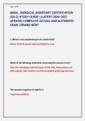 ABSA - SURGICAL ASSISTANT CERTIFICATION &NewLine;&lpar;SA-C&rpar; STUDY GUIDE &vert; &lbrace;LATEST 2026&sol; 2027 &NewLine;UPDATE&rcub; COMPLETE ACTUAL AND AUTHENTIC &NewLine;EXAM &vert; BRAND NEW&excl;
