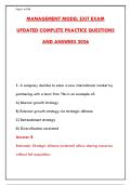 MANAGEMENT MODEL EXIT EXAM UPDATED COMPLETE PRACTICE QUESTIONS AND ANSWERS &vert; LATEST TEST PREP 2026
