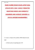 MARK KLIMEK NCLEX EXAM LATEST 2026 UPDATE &ndash; COMPLETE 1900 QUESTIONS & RATIONALES
