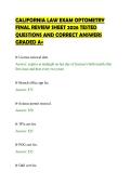 CALIFORNIA LAW EXAM OPTOMETRY &NewLine;FINAL REVIEW SHEET 2026 TESTED &NewLine;QUESTIONS AND CORRECT ANSWERS &NewLine;GRADED A&plus;