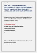 WGU D101 - COST AND MANAGERIAL &NewLine;ACCOUNTING &vert; OA &vert; OBJECTIVE ASSESSMENT &vert; &NewLine;&lbrace;LATEST 2026&sol; 2027 UPDATE&rcub; COMPLETE &NewLine;ACTUAL AND AUTHENTIC EXAM &vert; BRAND NEW&excl;