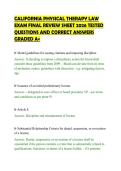 CALIFORNIA PHYSICAL THERAPY LAW &NewLine;EXAM FINAL REVIEW SHEET 2026 TESTED &NewLine;QUESTIONS AND CORRECT ANSWERS &NewLine;GRADED A&plus; 