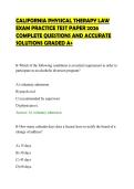 CALIFORNIA PHYSICAL THERAPY LAW &NewLine;EXAM PRACTICE TEST PAPER 2026 &NewLine;COMPLETE QUESTIONS AND ACCURATE &NewLine;SOLUTIONS GRADED A&plus; 