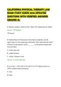 CALIFORNIA PHYSICAL THERAPY LAW &NewLine;EXAM STUDY GUIDE 2026 UPDATED &NewLine;QUESTIONS WITH VERIFIED ANSWERS &NewLine;GRADED A&plus; 