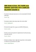 CBRS EXAM ACTUAL TEST PAPER 2026 &NewLine;VERIFIED QUESTIONS WITH COMPLETE &NewLine;SOLUTIONS GRADED A&plus; 