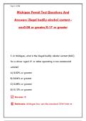 MICHIGAN PERMIT TEST QUESTIONS AND ANSWERS&colon; ILLEGAL BODILY ALCOHOL CONTENT &lpar;BAC&rpar; RULES