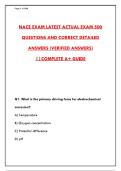 NACE EXAM LATEST ACTUAL EXAM 500 QUESTIONS AND CORRECT DETAILED ANSWERS PDF
