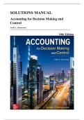 Solutions Manual &mdash; Accounting for Decision Making and Control&comma; 10th Edition &lpar;Zimmerman&comma; 2019&rpar;&comma; Chapters 1-14 &vert; All Chapters Covered