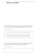 NURS 316 EXAM 4 ATI PRACTICE QUESTIONS AND VERIFIED ANSWERS
