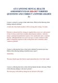 ATI CAPSTONE MENTAL HEALTH ASSESSMENT EXAM 2026-2027 VERIFIED QUESTIONS AND CORRECT ANSWERS GRADED A&plus;