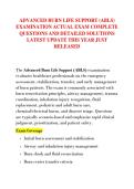 ADVANCED BURN LIFE SUPPORT &lpar;ABLS&rpar; &NewLine;EXAMINATION ACTUAL EXAM COMPLETE &NewLine;QUESTIONS AND DETAILED SOLUTIONS &NewLine;LATEST UPDATE THIS YEAR JUST &NewLine;RELEASED 