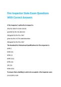Fire Inspector State Exam Questions With Correct Answers