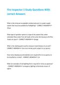 Fire Inspector 1 Study Questions With correct Answers