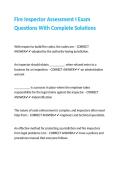 Fire Inspector Assessment I Exam Questions With Complete Solutions