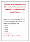 NIGHTINGALE COLLEGE BSN 215 HESI DOSAGE CALCULATION EXAM &vert; PRACTICE QUESTIONS & ANSWERS 